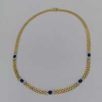 Vintage necklace in yellow and white gold with sapphires and diamonds