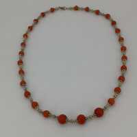 Vintage coral necklace with intense red colour splendour