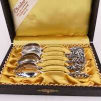 Antikes Silber - Annodazumal Antikschmuck: Set von secks Jugendstil Moccalöffel kaufen