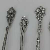 Set of six Art Nouveau demitasse spoons in 800 silver