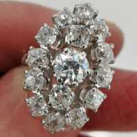Antikschmuck - Annodazumal Antikschmuck: Opulenter Marquise Ring aus Weißgold mit ca 3 ct Diamanten kaufen