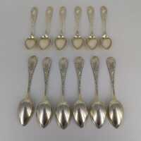 Set of 12 800 silver tea or demitasse spoons