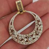 Antique Empire jewellery pendant in gold and silver and diamond roses
