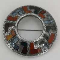 Antique Scottish brooch made of silver and cut agates