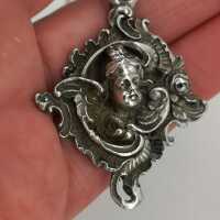 Putto pendant in silver from the Neo-Renaissance period