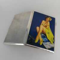 Silver cigarette or playing card box with erotic motif