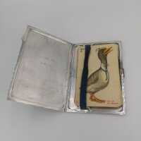 Silver cigarette or playing card box with erotic motif