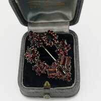 Unique garnet brooch in gold doublé made from elements of antique jewellery
