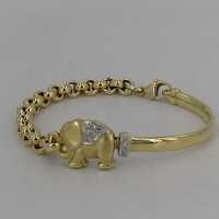 Antikschmuck - Annodazumal Antikschmuck: Vintage Elefanten Armband in Gold mit Diamanten kaufen