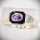 Vintage ring in 925 silver with an amethyst and deep black enamel