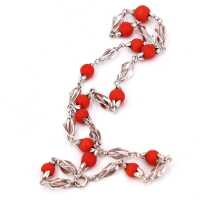Coral necklace from the 1960s with intense red Sardegna coral