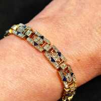 Antikschmuck - Annodazumal Antikschmuck: Glamouröses Art Deco Armband aus Gold und Edelsteinen kaufen