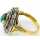 Art Nouveau ladies ring in gold and silver with an emerald and diamonds