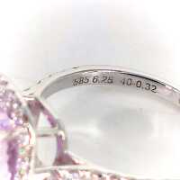 Elegant ladies ring in white gold with a kunzite and pale pink diamonds