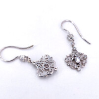 Vintage retro earrings in 952 silver and cubic zirconia in Art Nouveau style