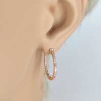 Exquisite hoop earrings in 585 rose gold with 56 pink diamonds