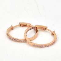 Exquisite hoop earrings in 585 rose gold with 56 pink diamonds