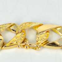 Vintage heavy unisex flat armour bracelet in 585 yellow gold