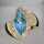 Vintage abstract ladies ring in yellow gold with blue topaz and diamonds