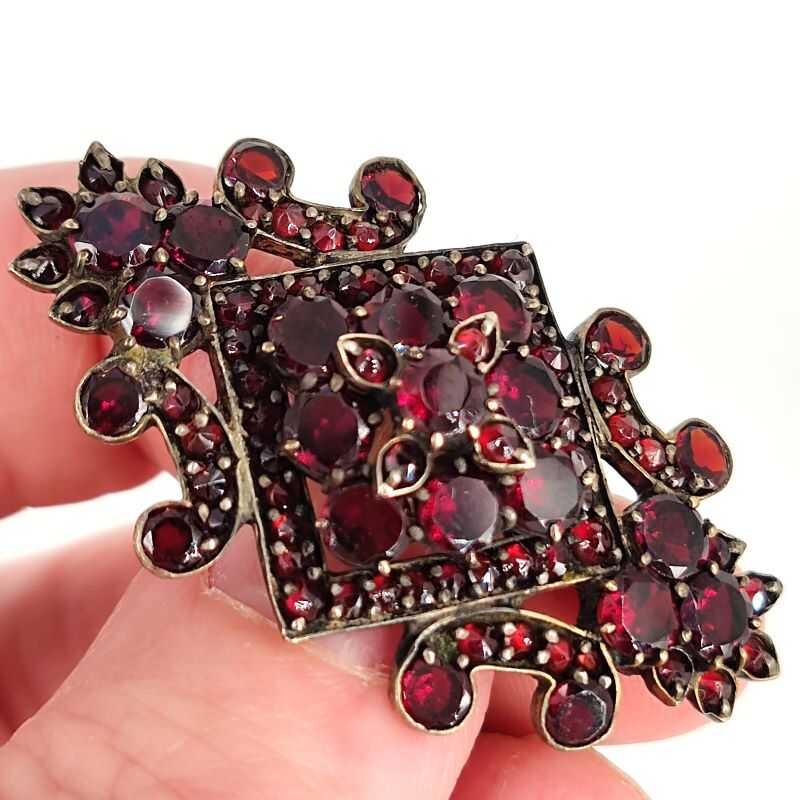 Brooch Garnet Antique Bohemian Garnet Stones Tombak orders