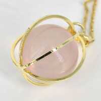 Vintage gold necklace and pendant with a rose quartz sphere