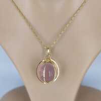 Vintage gold necklace and pendant with a rose quartz sphere