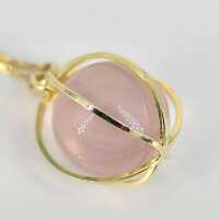 Vintage gold necklace and pendant with a rose quartz sphere