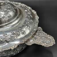 Opulent silver Hanau lidded bowl from the late 19th century