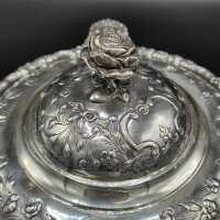 Opulent silver Hanau lidded bowl from the late 19th century