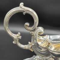 Antique pair of sauce boats in 800 silver in neo-rococo style