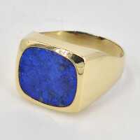 Herrenring aus Gelbgold mit gesprenkeltem blauem Lapislazuli