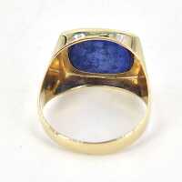 Herrenring aus Gelbgold mit gesprenkeltem blauem Lapislazuli