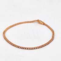 Tennis bracelet in 585 rose gold with pink diamonds