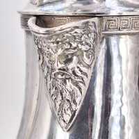 Vintage silver cocoa pot in the style of the Italian Renaissance