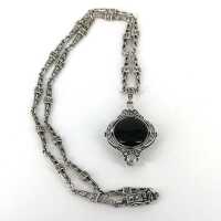 Vintage necklace in 925 silver with a reversible pendant