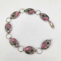 Vintage-Boho-Armband aus Silber mit rosa Perlmutt