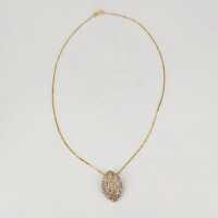 Exquisite vintage necklace in 585 gold and a pendant with diamonds