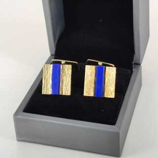 Antikschmuck - Annodazumal Antikschmuck: Mid-Century-Manschettenknöpfe aus 585er Gelbgold und Lapislazuli kaufen