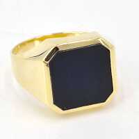 Elegant Art Déco mens ring in 585 yellow gold with onyx plate