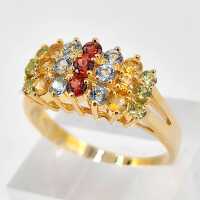 Magnificent harem ring in 375 yellow gold with radiant gemstones