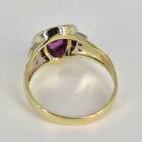 Elegant ladies ring in 585 gold with a purple ruby and diamonds