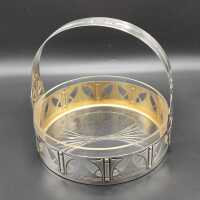 Magnificent WMF handled bowl from around 1905 with glass insert