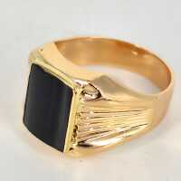 Imposanter Art Deco Herren-Siegelring aus Gelbgold mit einem Onyx