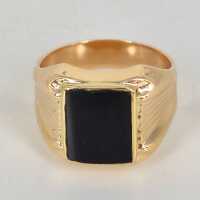 Imposanter Art Deco Herren-Siegelring aus Gelbgold mit einem Onyx