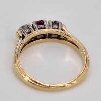 Art Deco Vorsteckring in 585er Gold mit Brillanten und Rubin