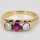 Art Deco Vorsteckring in 585er Gold mit Brillanten und Rubin