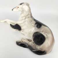 Elegant porcelain figurine ‘Reclining Borzoi’ by Goldscheider Vienna