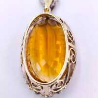 Luxurious vintage necklace in 585 white gold with large Palmeira citrine