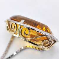 Luxurious vintage necklace in 585 white gold with large Palmeira citrine
