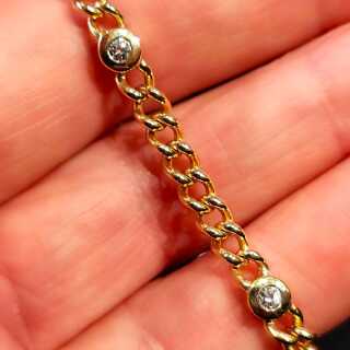 Antikschmuck - Annodazumal Antikschmuck: Vintage Panzerarmband aus 585er Gelbgold mit Brillanten kaufen